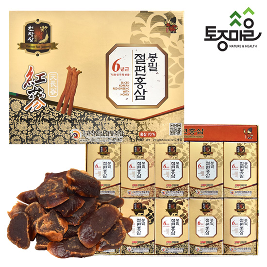 [토종마을]6년근 봉밀 홍삼절편[홍삼함량 70%] [20g X 10각]