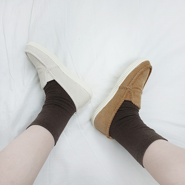 츠토 국산 코듀로이 털안감 밴딩 골덴 말랑 슬립온 2cm