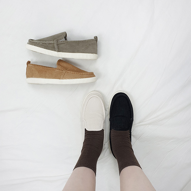 츠토 국산 코듀로이 털안감 밴딩 골덴 말랑 슬립온 2cm