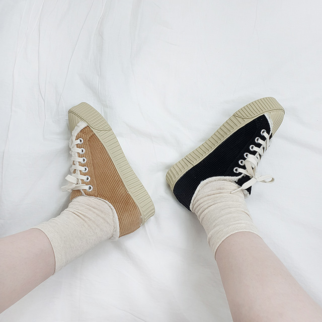 누모 국산 골덴 털안감 코듀로이 통굽 스니커즈 3cm