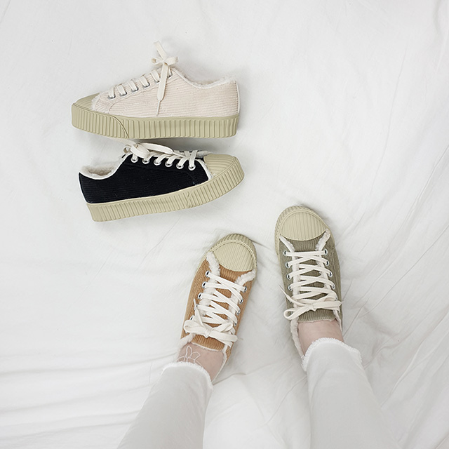 누모 국산 골덴 털안감 코듀로이 통굽 스니커즈 3cm