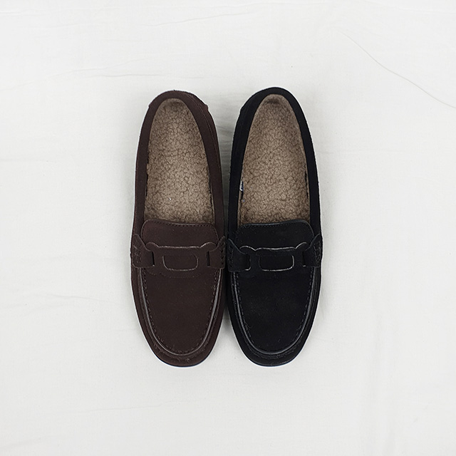 카엘 소가죽 세무 털안감 키높이 말랑 겨울 로퍼 4cm