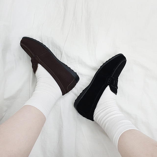 카엘 소가죽 세무 털안감 키높이 말랑 겨울 로퍼 4cm