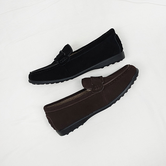 카엘 소가죽 세무 털안감 키높이 말랑 겨울 로퍼 4cm