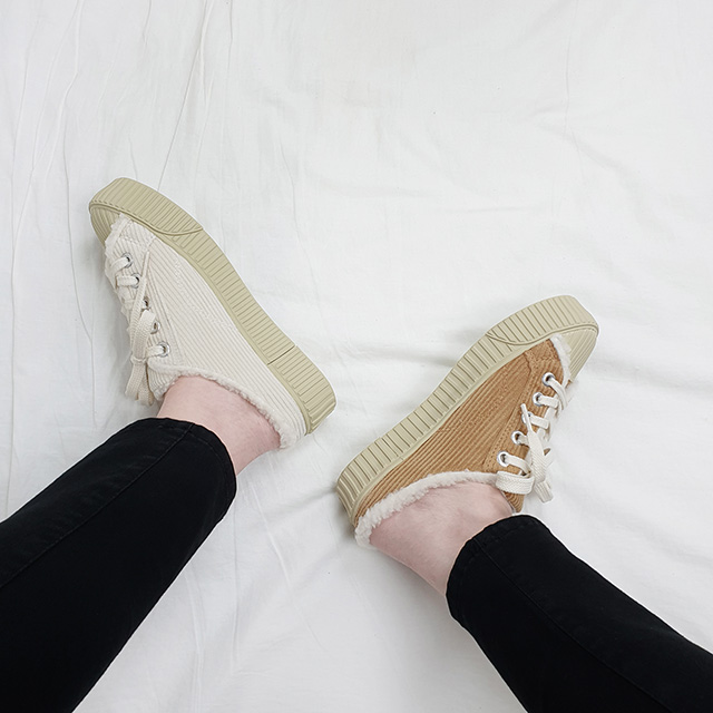 아젠 국산 겨울 코듀로이 털안감 골덴 뮬 블로퍼 3cm