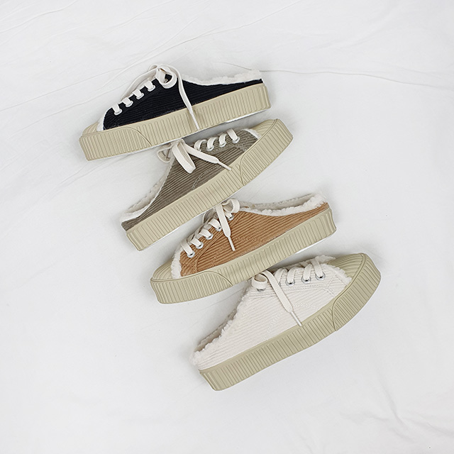 아젠 국산 겨울 코듀로이 털안감 골덴 뮬 블로퍼 3cm